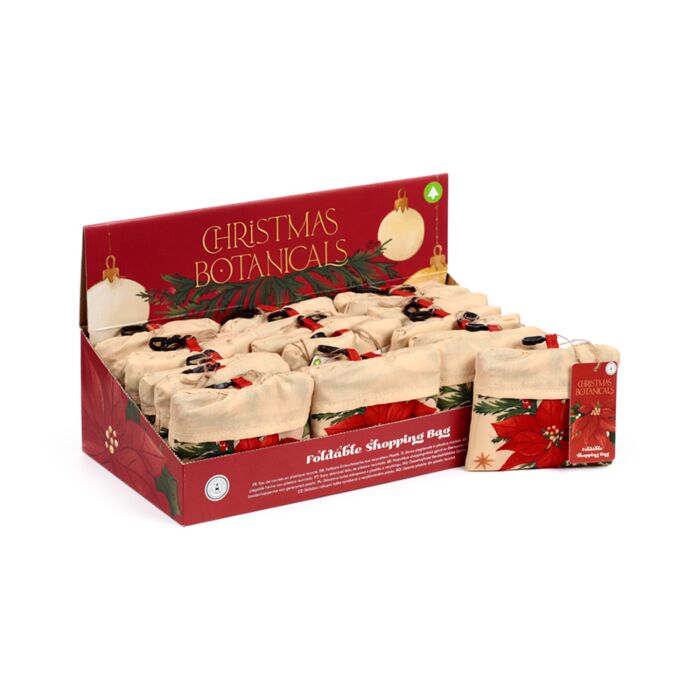 Saco de compras reutilizável dobrável Natal Botánico