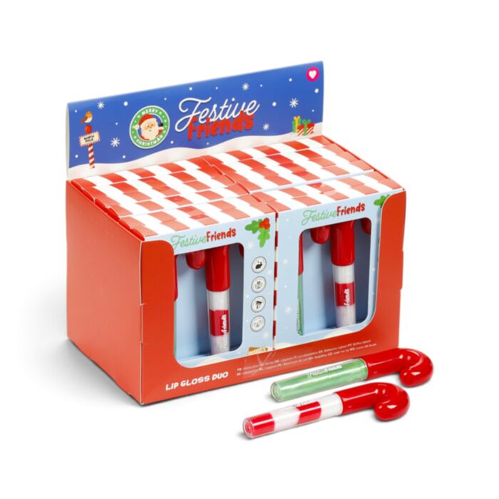 Conjunto de 2 brilhos labiais em forma de bastão de doces  Festive Friends