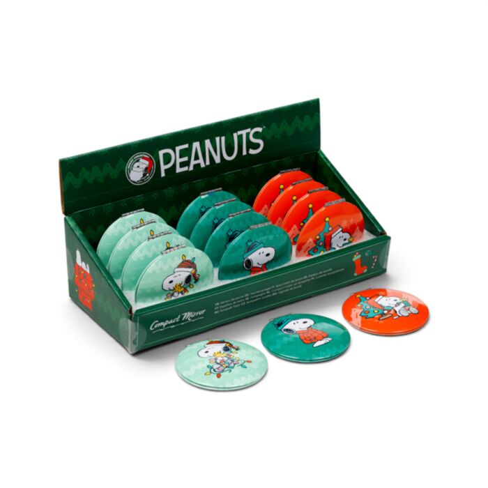 Espelho Compacto Peanuts Christmas Snoopy & Woodstock