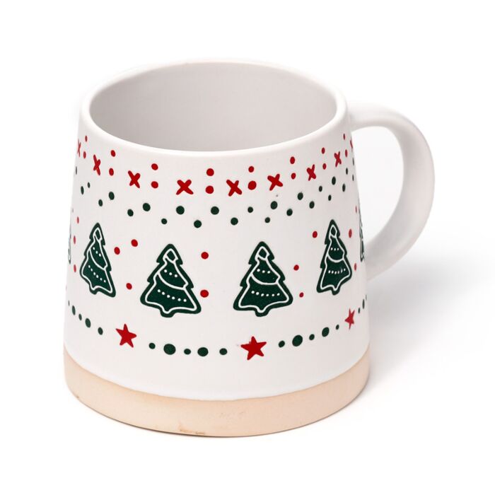 Caneca de grés com árvore de Natal