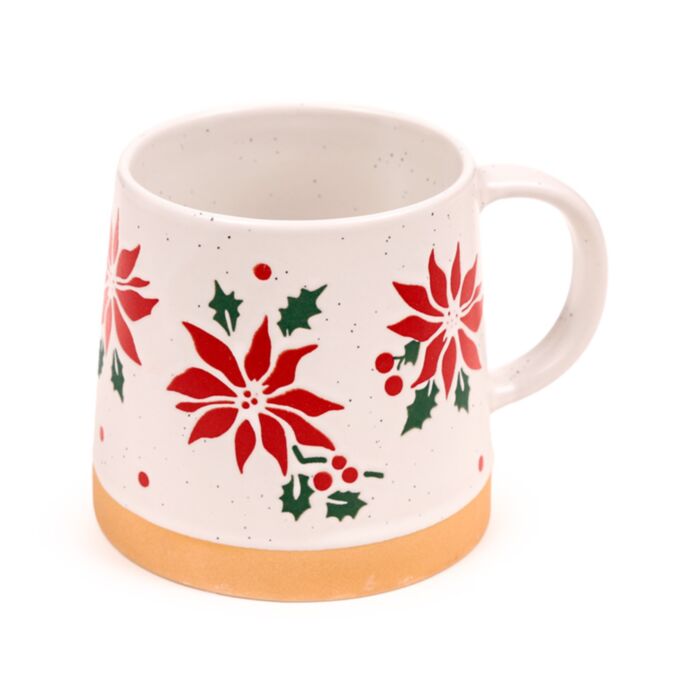 Caneca de grés Poinsétia