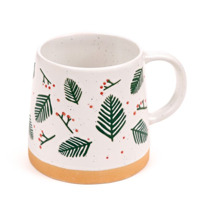 Caneca de grés Raminhos de pinheiro e bagas