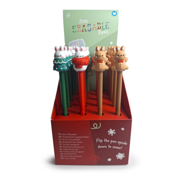 Caneta apagável com topo de silicone Christmas Festive Friends Coelho