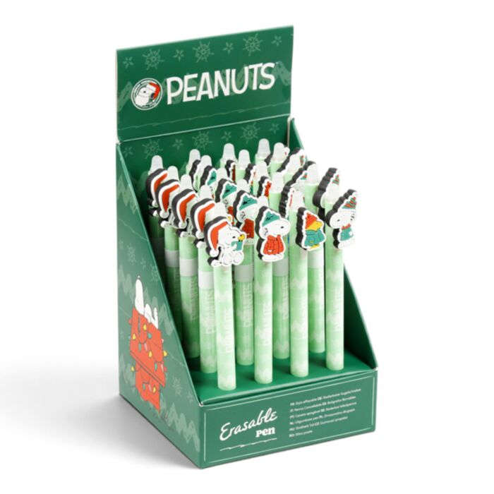 Caneta apagável com topo de silicone Peanuts Christmas Snoopy & Woodstock