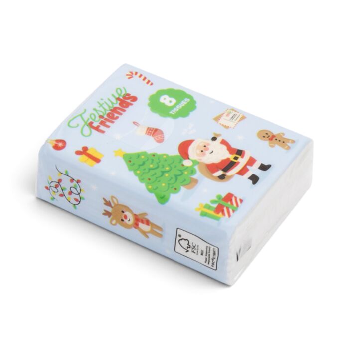 Pacote com 8 lenços de bolso Festive Friends Natal