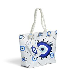 Saco de praia Olho turco oval e linhas e mini bolsa com fecho