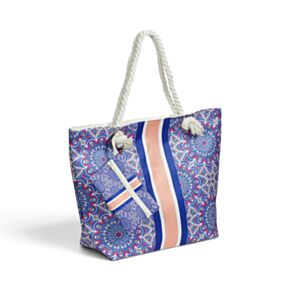 Saco de praia Mandala azul e mini bolsa com fecho