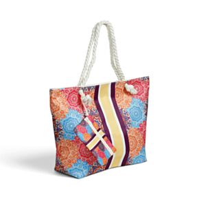 Saco de praia Mandala Multicolorida e mini bolsa com fecho