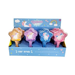 Escova Cabelo com forma e purpurina Unicórnio Mágico