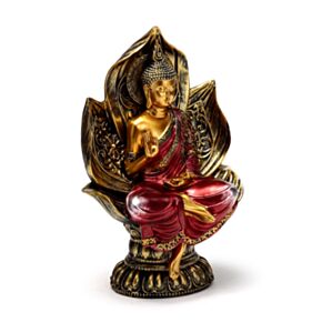 Buda tailandês sentado no lótus Vermelho e dourado 