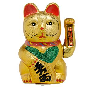 Gato Chinês da Sorte Maneki Neko Olhos abertos 21cm Gato Chinês da Sorte Maneki Neko Olhos abertos 21cm