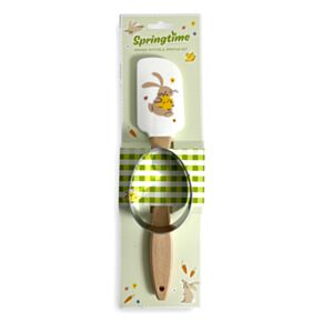 Conjunto Springtime de espátula e cortador de bolachas em forma de coelhinho