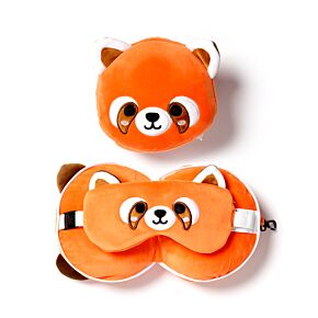 Almofada de Viagem & Máscara de Dormir em Pelúcia Relaxeazzz Panda Vermelho Almofada de Viagem & Máscara de Dormir em Pelúcia Relaxeazzz Panda Vermelho