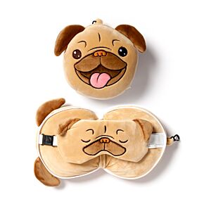Almofada de Viagem e máscara para dormir Relaxeazzz - Mopps Pug Almofada de Viagem e máscara para dormir Relaxeazzz - Mopps Pug