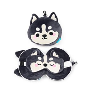 Almofada de Viagem e máscara para dormir Relaxeazzz Luna a Husky animal de montanha