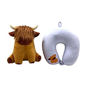 Almofada de viagem e brinquedo 2 em 1 Swapseazzz  Highland Coo