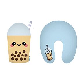 Almofada de viagem e brinquedo 2 em 1 Swapseazzz Foodiemals Boba chá de bolhas Almofada de viagem e brinquedo 2 em 1 Swapseazzz Foodiemals Boba chá de bolhas