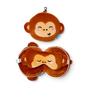 Almofada de Viagem e máscara para dormir Relaxeazzz Adoramals Jeremy o Macaco