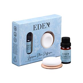 Set Eden - óleo de fragrância e difusor de sal marinho e pedra de gesso com sálvia