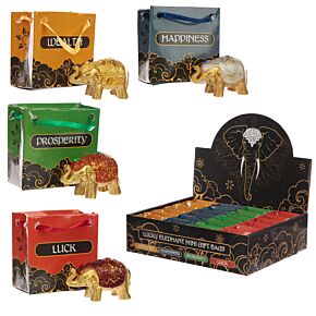 Mini Elefantes da sorte com brilho em bolsa Mini Elefantes da sorte com brilho em bolsa