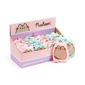 Saco de compras reutilizável dobrável Pusheen the Cat Hearts & Stars Saco de compras reutilizável dobrável Pusheen the Cat Hearts & Stars