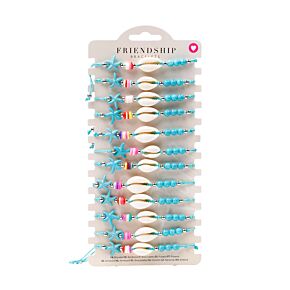 Pulseiras moda fashion - Contas azuis com conchas e estrelas-do-mar