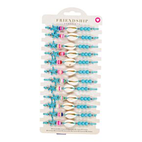 Pulseiras moda fashion - Contas azuis com conchas e estrelas-do-mar