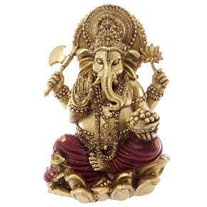 Ganesh Dourada e vermelha 16cm Ganesh Dourada e vermelha 16cm
