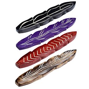 Queimador de Incenso em Madeira de Mango - Em forma de Penas Queimador de Incenso em Madeira de Mango - Em forma de Penas