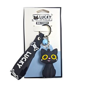 Porta-chaves PVC 3D Lucky o gato preto da sorte