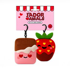 Conjunto de 2 mini porta-chaves Squidglys J'Adoramals chocolate e morango