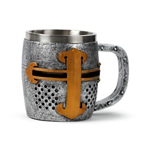Caneca Capacete Decorativo de Cavaleiro Medieval Prata e Ouro