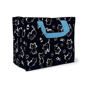 Saco de armazenamento com Zip Lucky o gato preto da sorte