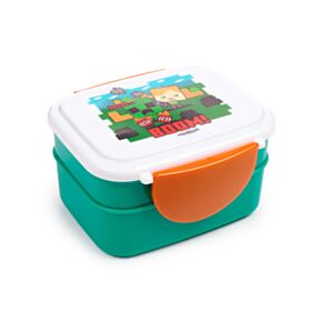 Lancheira Bento com fecho clip e talheres - Minecraft SSS BOOM