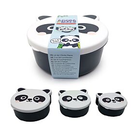 Conjunto de 3 lancheiras com formas Adoramals Panda Conjunto de 3 lancheiras com formas Adoramals Panda