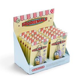 Porta-chaves com óleo labial e um charme de Foodiemals Chá de bolhas Baunilha
