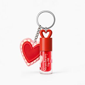 Porta-chaves com óleo labial Amore Heart Coração Morango