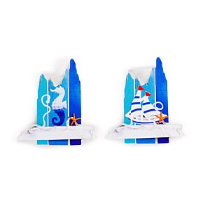 Íman de praia para lembrança cavalo-marinho e barco Íman de praia para lembrança cavalo-marinho e barco