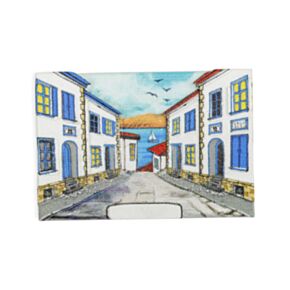 Íman de praia para lembrança Cena de rua com casas pintadas