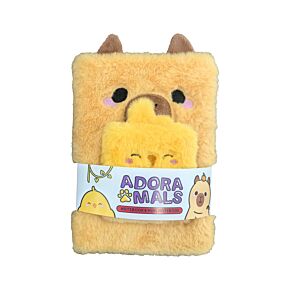 Bloco de notas em pelúcia com bolsa e mini bloco de notas Capivara e pintinho