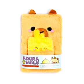 Bloco de notas em pelúcia com bolsa e mini bloco de notas Capivara e pintinho