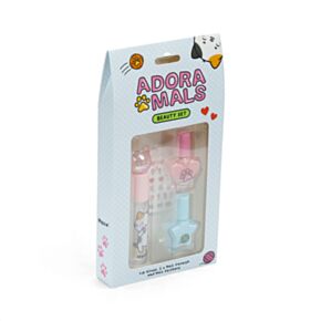 Set Maquilhagem para crianças com brilho labial, verniz e autocolantes para unhas Adoramals Lola a gata 