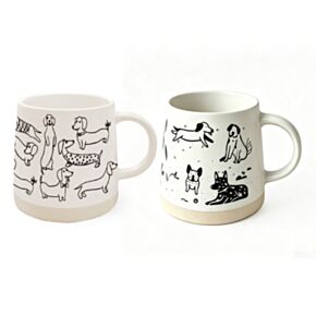 Caneca de grés com ilustrações de cães