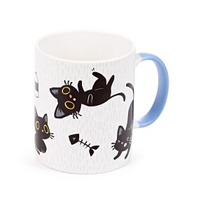 Caneca de Porcelana Lucky o Gato Preto da sorte