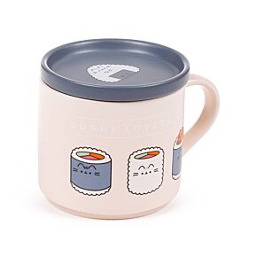Conjunto de caneca e tampa com base para copos Pusheen the Cat Sushi Lover