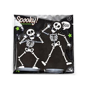 Embalagem de 12 guardanapos de papel 3 camadas Halloween esqueleto