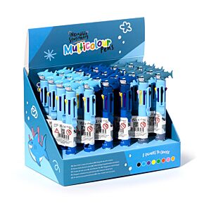 Caneta Multicolor com detalhe em PVC -Tubarão (8 Cores) Caneta Multicolor com detalhe em PVC -Tubarão (8 Cores)