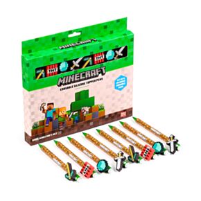 Conjunto de 8 canetas apagáveis com tampa de silicone Minecraft Tools
