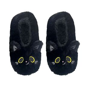 Pantufa antiderrapantes de pelúcia, tamanho 36-38 Lucky o Gato preto da Sorte