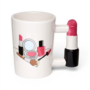 Caneca de cerâmica com Asa em forma de Pinta-lábios